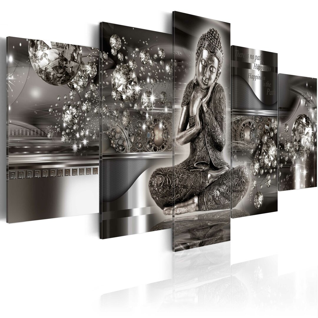 5-tlg. Leinwandbilder-Set - Grafikdruck „Silver Serenity”