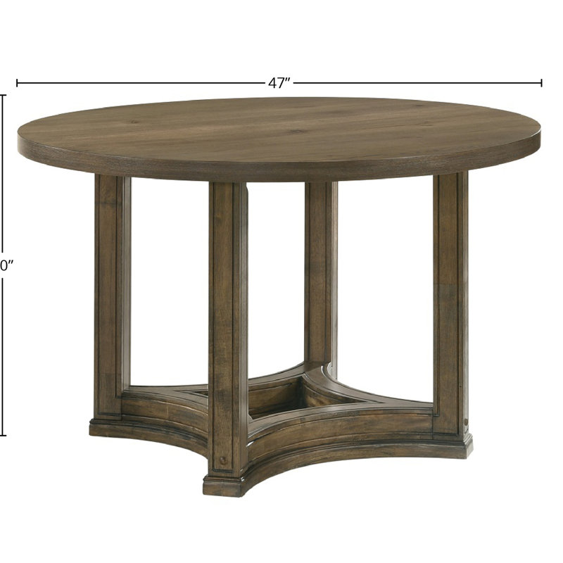 Table de salle à manger à finition chêne vieilli - ronde, poids 95 lb, largeur ronde de 47 po, élégante