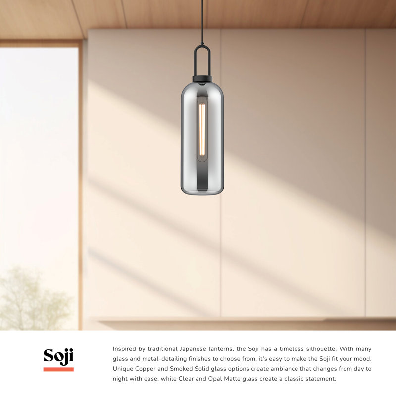 Soji 1 - Light Single Pendant, 24" H x 6" W x  6" D, Aged Gold