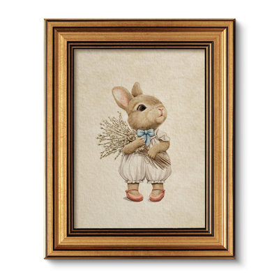 Gold Framed Rabbit Animal Canvas Print, Kids Nursery Room Decor 8×10 Inch