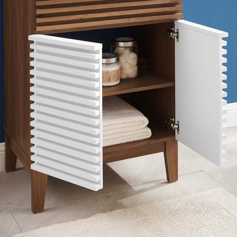 Meuble-lavabo Render de Modway, Blanc / Noyer
