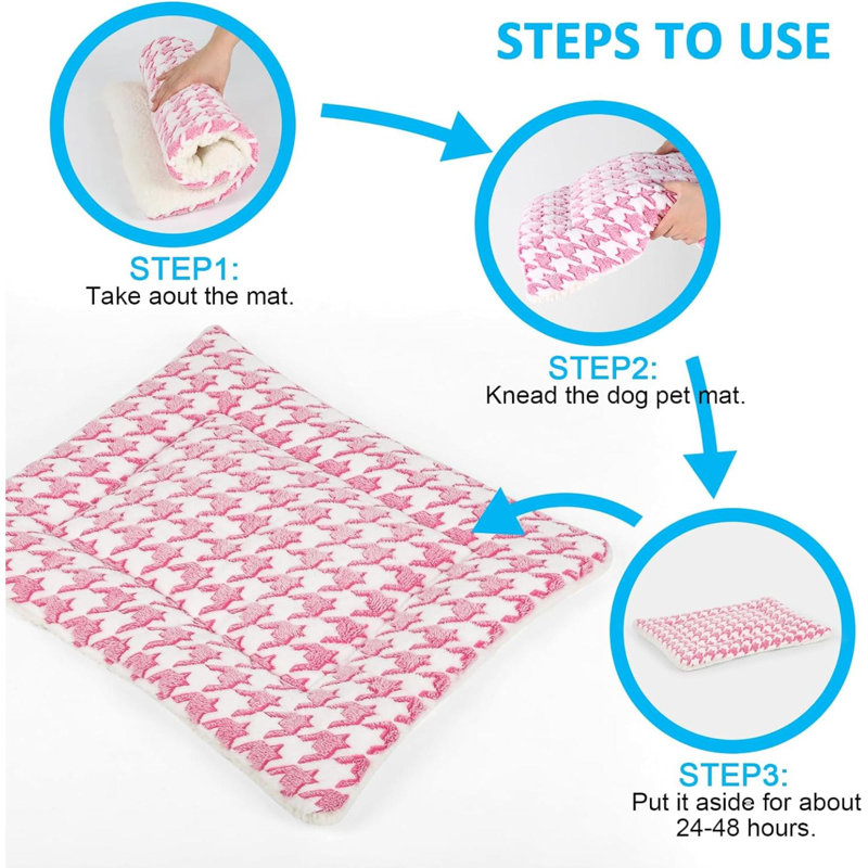 Pink Reversible Soft Flannel Dog Crate Pad for Small Pets
