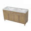 Meuble-lavabo de salle de bain avec double lavabo SMC, grand espace de rangement, 2 plateaux rabattables, 4 portes à fermeture douce et pieds en bois massif-581214934