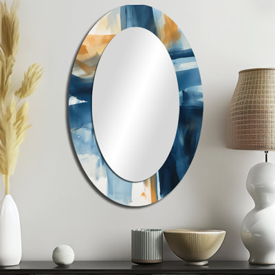 Miroir mural moderne bleu et doré Fusion VIII