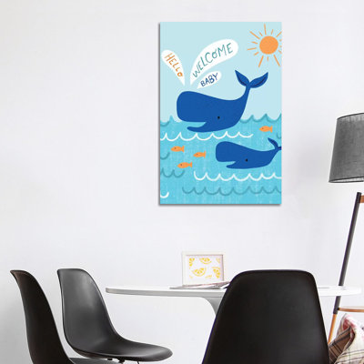 Mama And Baby Whale by Nina Seven - Wrapped Canvas Print