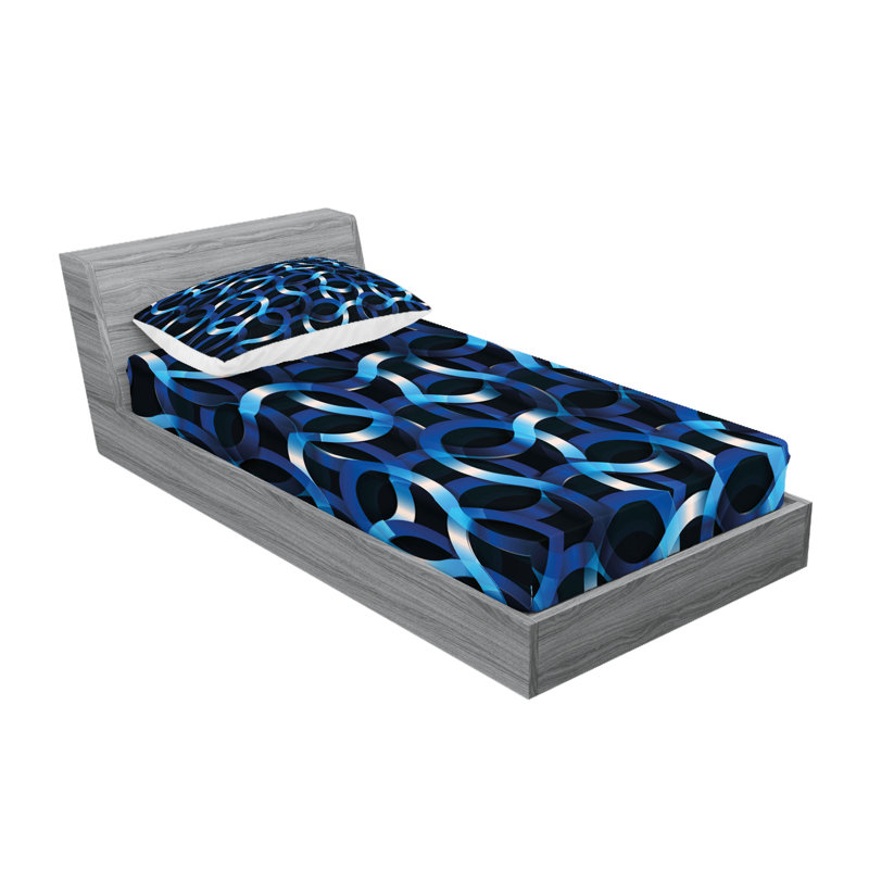 Drap-housse et coussin décoratif bleu foncé Ambesonne, bleu, bleu foncé, blanc
