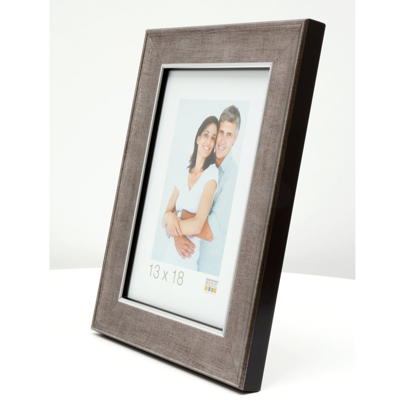 Austwell Wood Bevelled Picture Frame, 65cm H x 45cm W x 1.6cm D, Silver