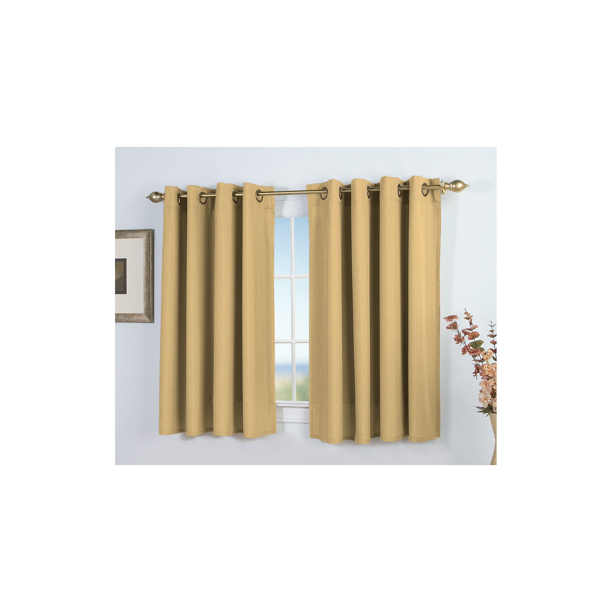 Room Darkening Synthetic Curtain, Gold Leaf, 56" W x 45" L