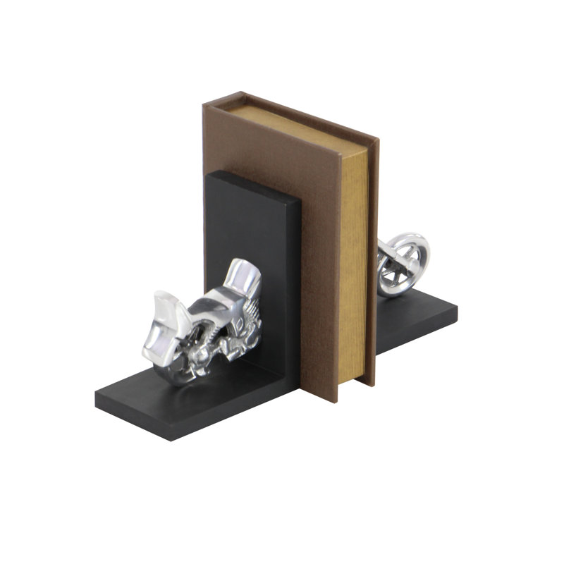 Serre-livres en aluminium et bois
