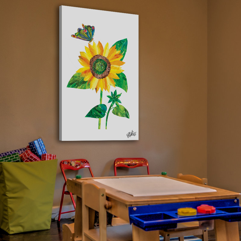 Butterfly and Sunflower - Painting on Canvas, 152cm H x 102cm W