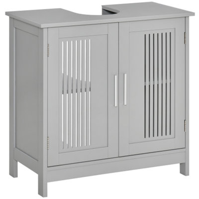 Modern Under Sink Cabinet with 2 Doors, Pedestal Under Sink Bathroom Cupboard, Bathroom Vanity Cabinet with Adjustable Shelves