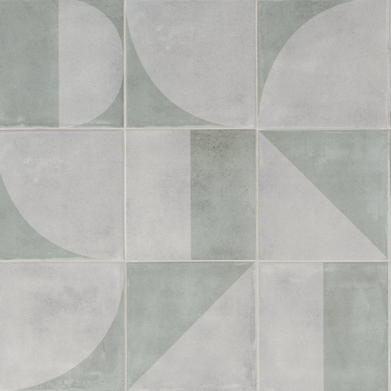 Bond Tile Dean 7.87'' W x 7.87'' L Porcelain Encaustic Floor and Wall Tile, Green