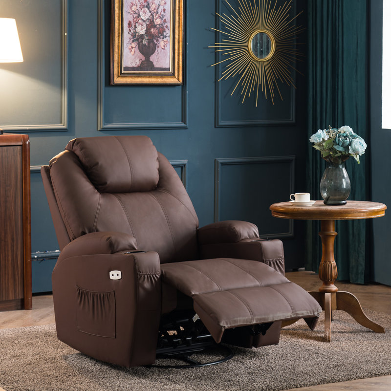 Fauteuil de massage chauffant en similicuir, Similicuir brun