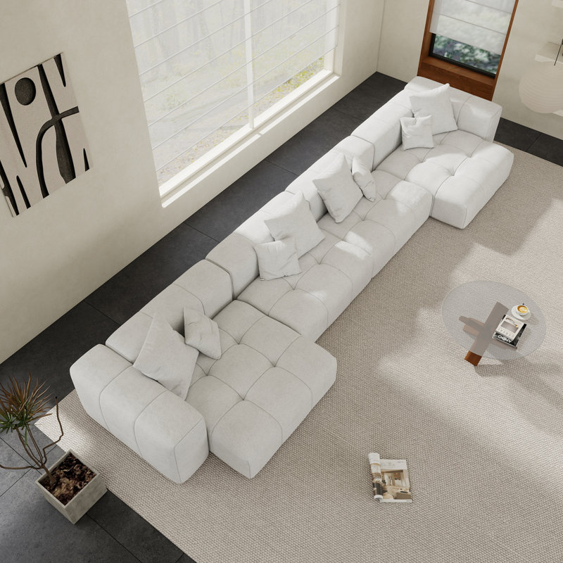 Canapé modulaire en tissu 4 pièces Kay Crumley, Blanc, H 24,8 po x l 183,54 po x P 52,4 po