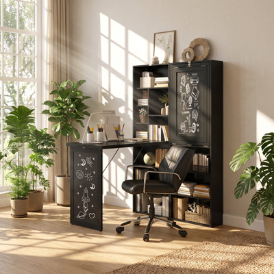 Bureau mural convertible pliable en pin massif et MDF, dimensions : 98 cm (L) x 51 cm (P) x 153 cm (H)