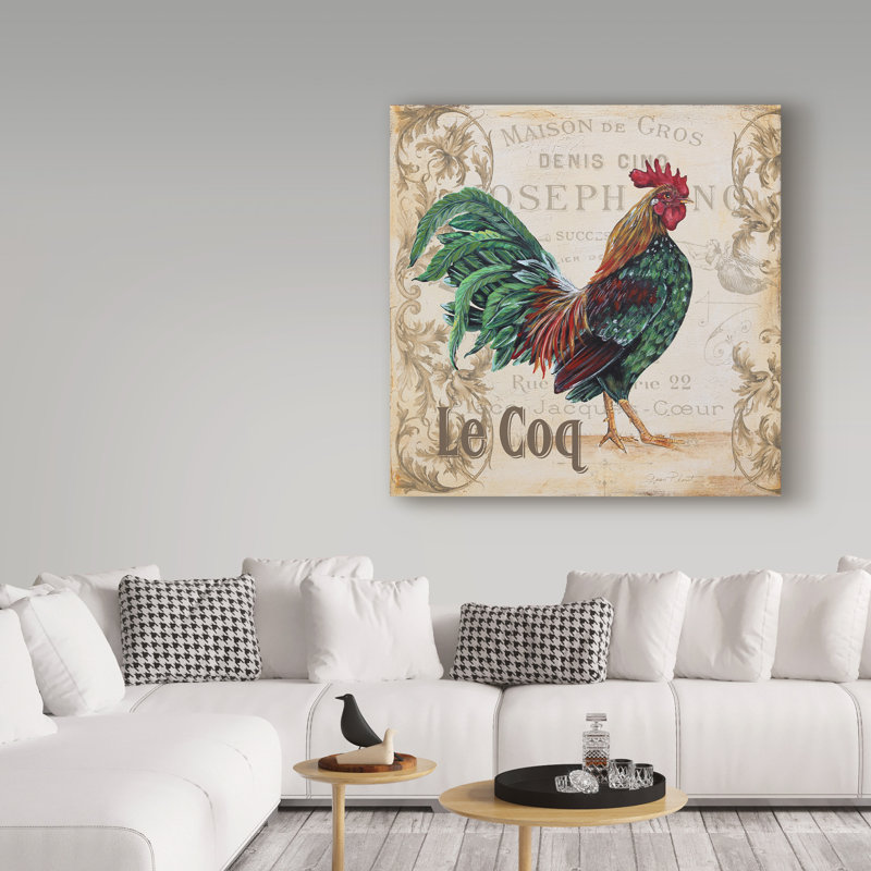 «Le Coq 6» par Deagen, impression sur toile tendue, H 18 po x l 18 po x P 2 po
