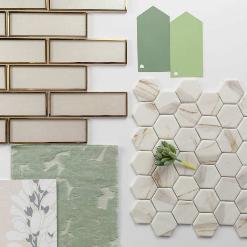 Athena 12" x 12" Glass Brick Joint Mosaic Wall Tile, Gold