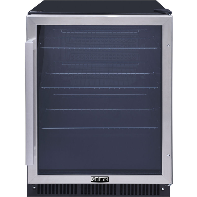 Sleek Galanz 167-Can Stainless Steel Beverage Cooler with Wine Storage