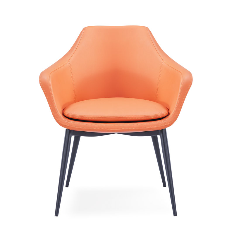 Teegan 19'' H Upholstered Metal Armchair, Orange, Black