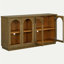 Grande armoire latérale de rangement à 4 portes avec porte vitrée, tablette arquée et tablette réglable Trexm, convenant à la cuisine, à la salle à manger et au salon (vieux pin)-923846940