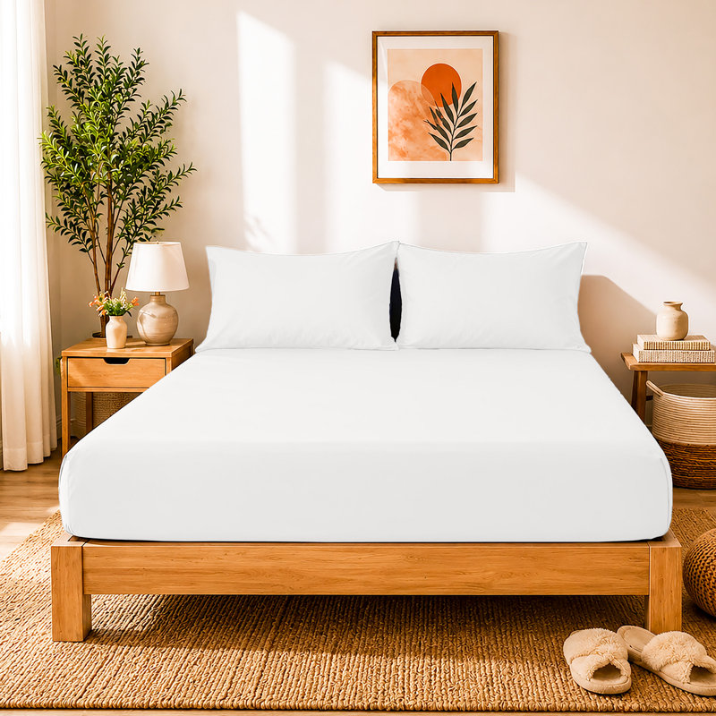 40cm Extra Deep Fitted Sheet - Luxury Microfiber Deep Pocket Bed Sheet Secure Fit, Single (91x190cm), White
