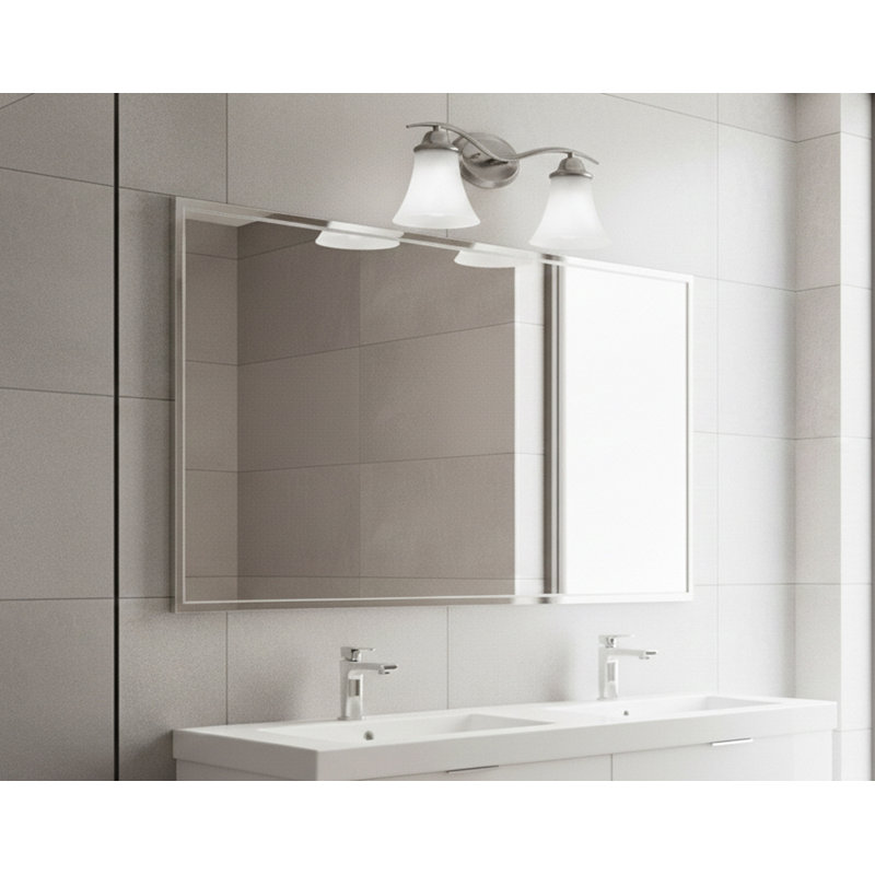 2 - Light Vanity Light, Brushed Steel