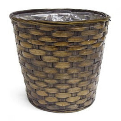 Pot à fleurs en bambou tissé brun 7 po