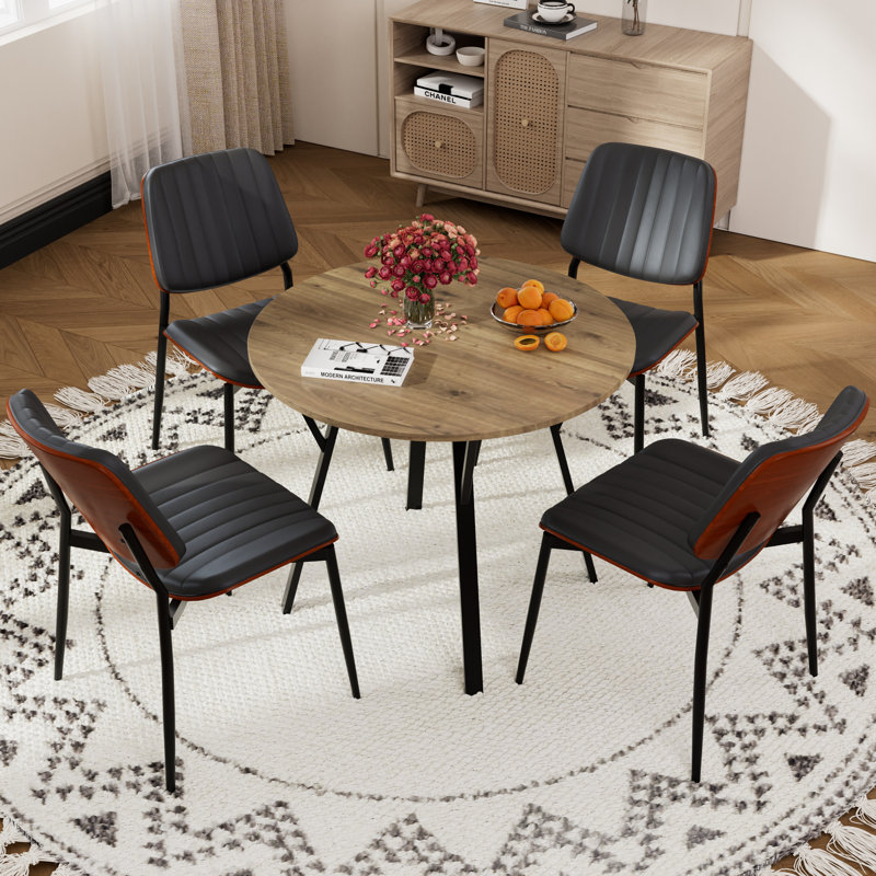 Ensemble de table ronde, 3 pièces: table, 2 chaises, Blanc, H 29,52 po x l 35,43 po x P 35,43 po