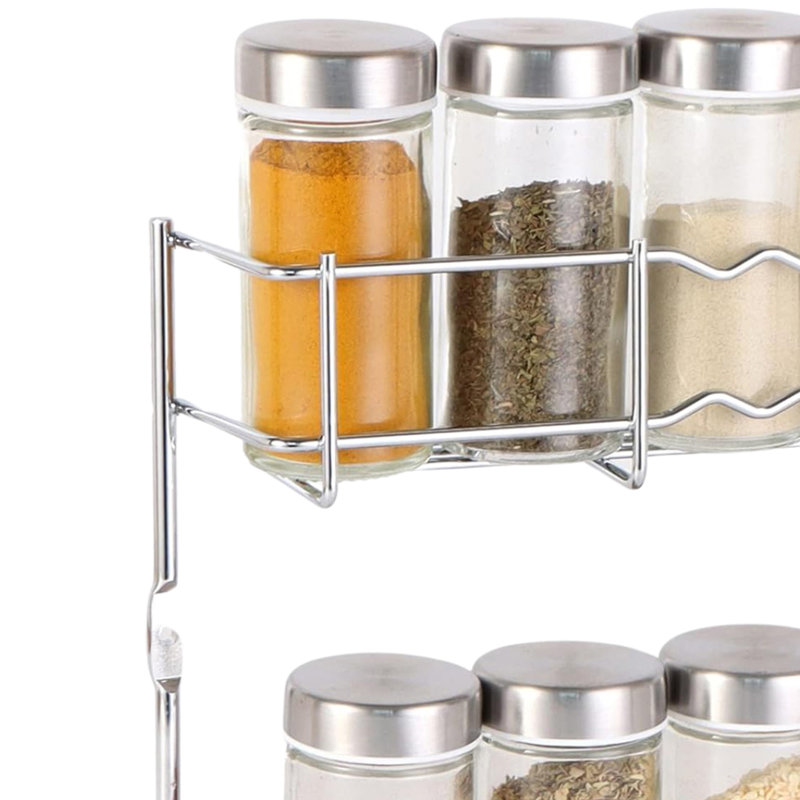 Buckingham 2-Tier Chrome Spice Rack Wall-Mounted Cupboard Organizer, 28 cm