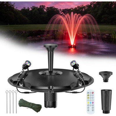 Floating Pond Fountain and Aerator Kit with LED Lights