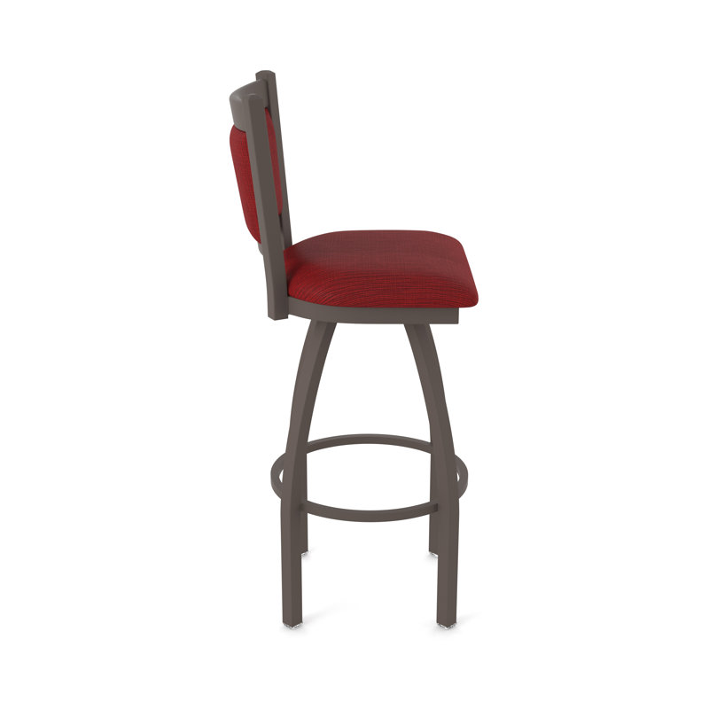 Tabouret pivotant Hadleigh, Bronze, Tabouret de bar (siège d'une hauteur de 36 po), Tissu - rubis graphique
