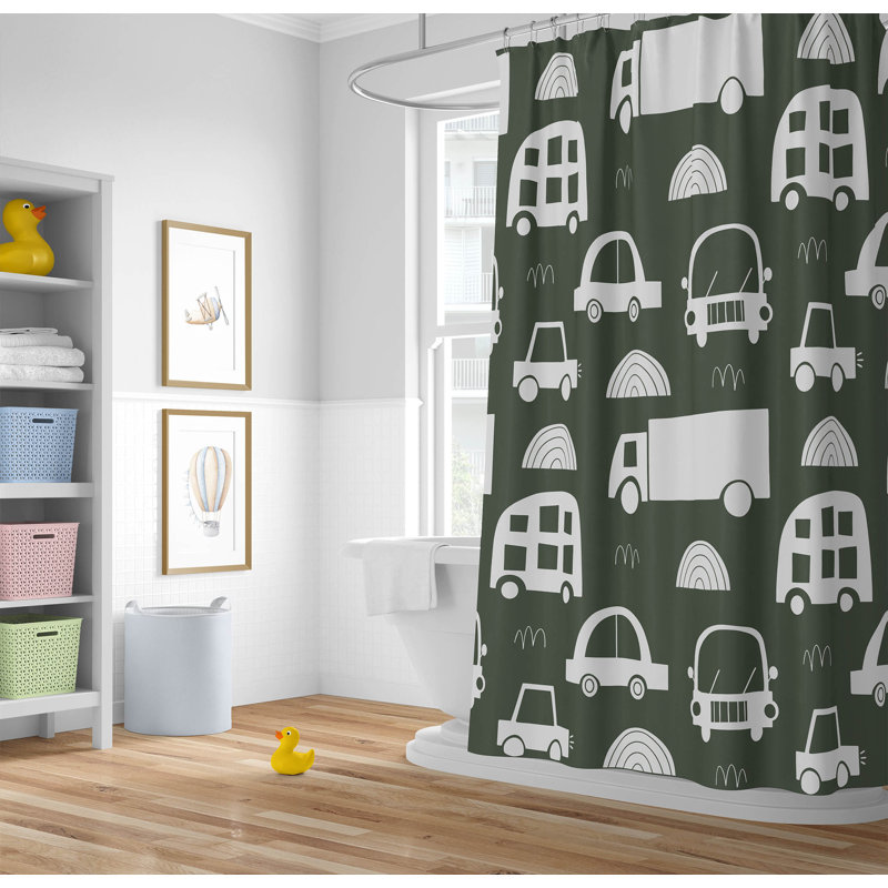 Traffic Ultra-Thin Lightweight Shower Curtain, Green/Chimichurri, 74"H x 71"W