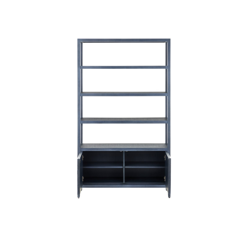 Santos Solid Wood Etagere Bookcase, Vintage Navy