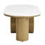 Table basse ovale moderne avec tiroir de rangement et tablette en faux marbre blanc et métal doré, 47,24 pouces