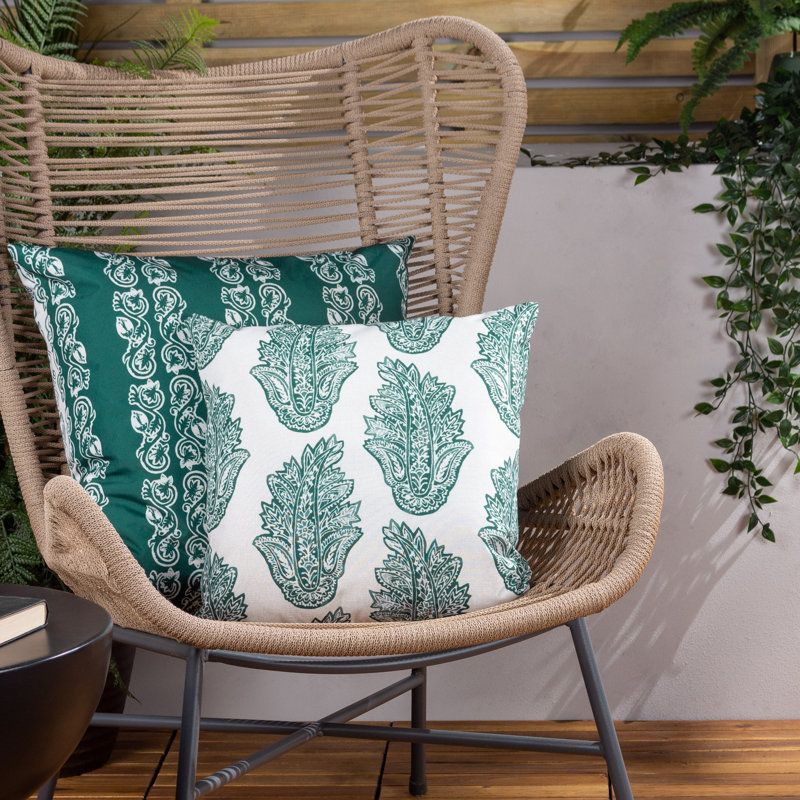 Kalindi Paisley Indoor / Outdoor Floral Square Cushion Cover, Teal