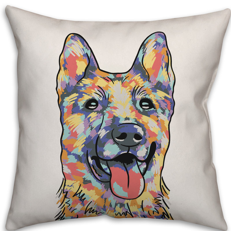  German Shepherd Throw Pillow, 16" x 16", Polyester/Polyester Blend