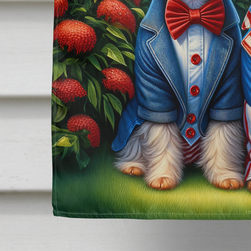 Drapeau «All American House», Étoile bleue / terrier soyeux à rayures rouges