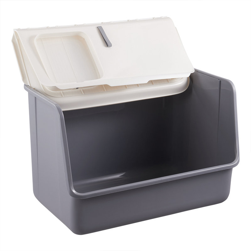 Boulmane PP Litter Box with Scoop, White/Grey