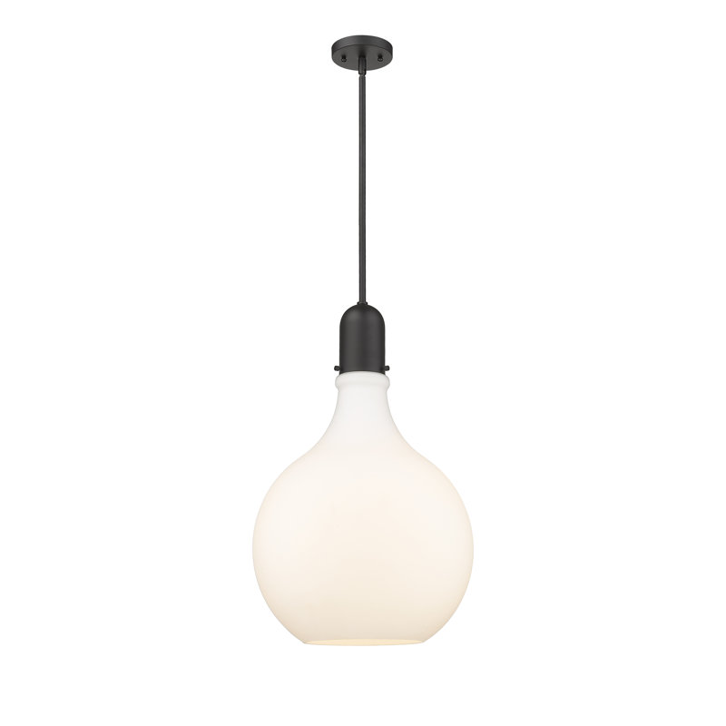 Luminaire suspendu sphère 1 lumière Krier, Blanc mat, H 57,75 po x l 15,75 po x P 15,75 po, Noir mat
