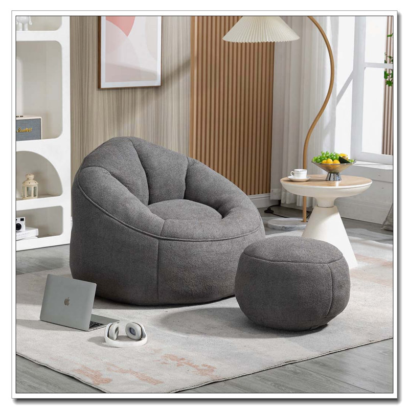 Upholstered Bean Bag Sofa Chair, Gray