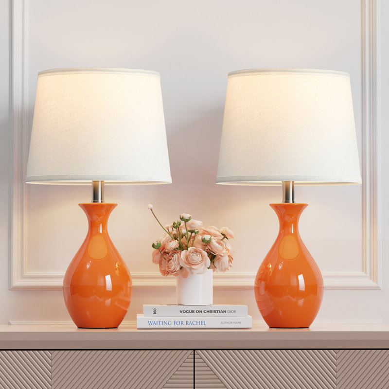 Ensemble de 2 lampes de table en céramique 19 po pour table de chevet, chambre à coucher, salon et interrupteur à bascule 19 po