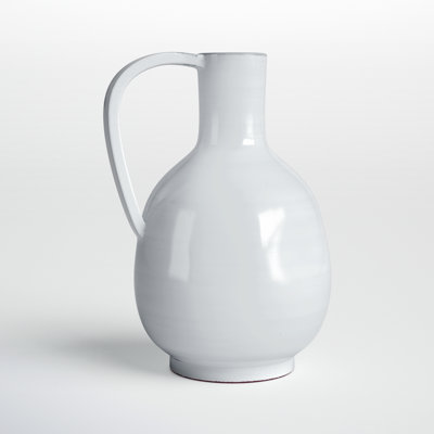Mauna White Ceramic Irregular Handled Vase Large