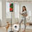 PeeNoke 68.5" Standing Floor Lamp Vibrant Floral Abstract Bold Brushstrokes Red Yellow Dimmable Metal Pole Lamp with Linen Lampshade LED Bulb Included