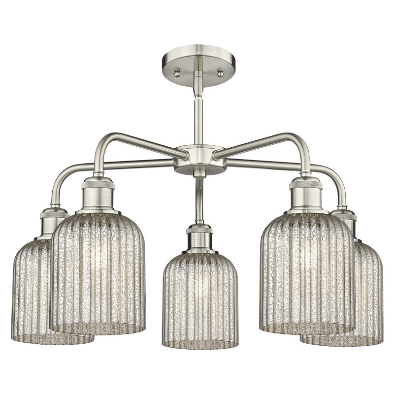 Lustre suspendu à 5 lumières de 23 po Ballston - Trig, Mercure, Nickel satiné