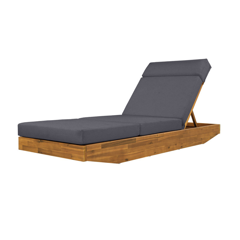 Chaise longue d'extérieur en bois d'acacia moderne, Gris foncé