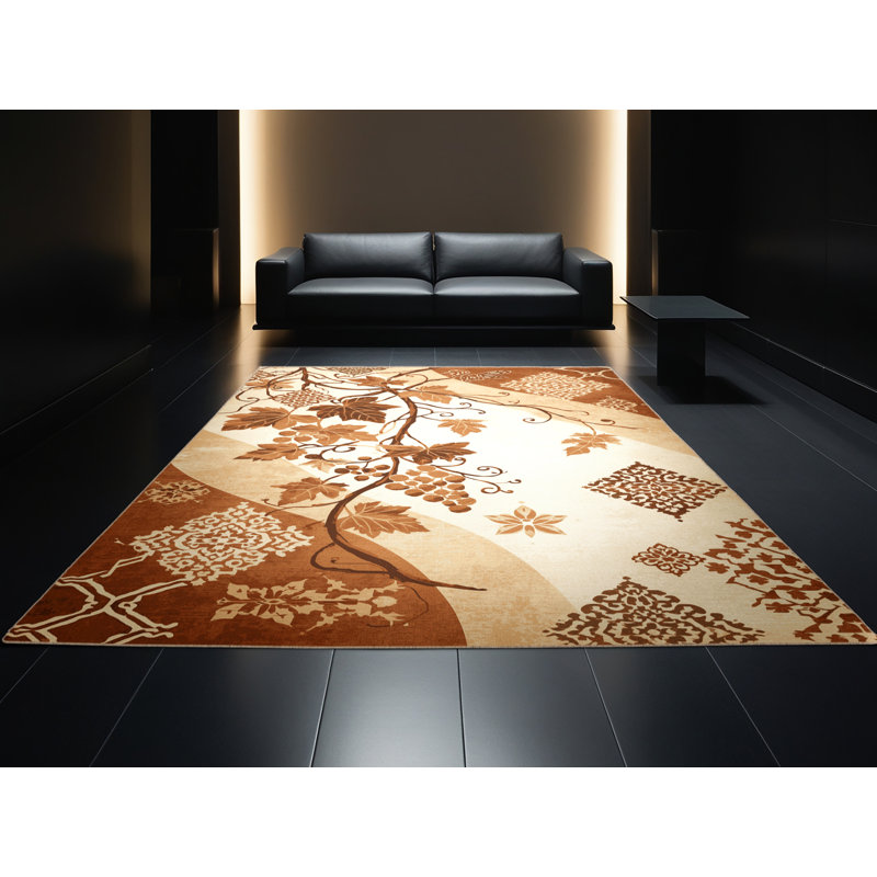 Machine Washable Ortmund Grapevine Global Inspired Moroccan Rug in Beige – Beige Binding, 6' Square