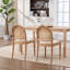 Ensemble de 2 chaises d'appoint avec dossier en rotin, siège en peluche rembourré, pieds en bois massif, beige chaud
