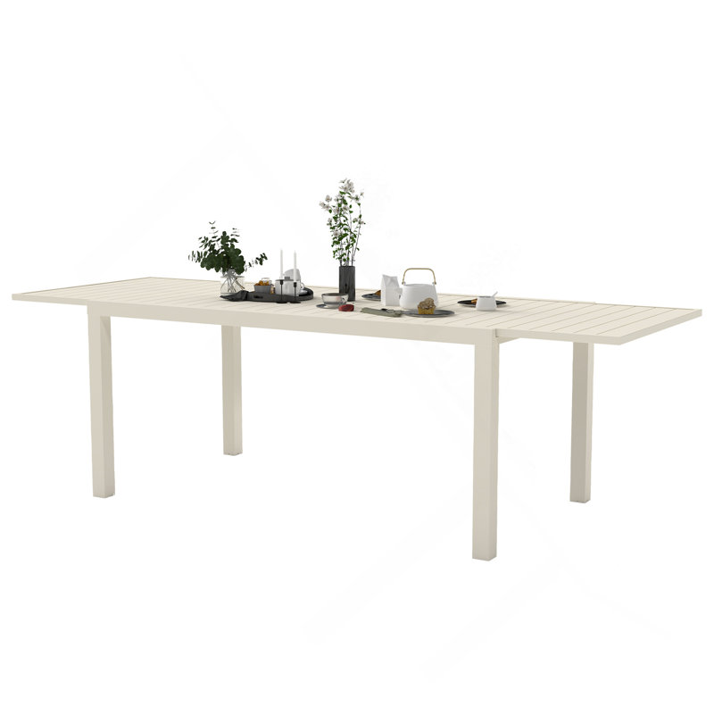 Extendable Aluminum Outdoor Dining Table, White