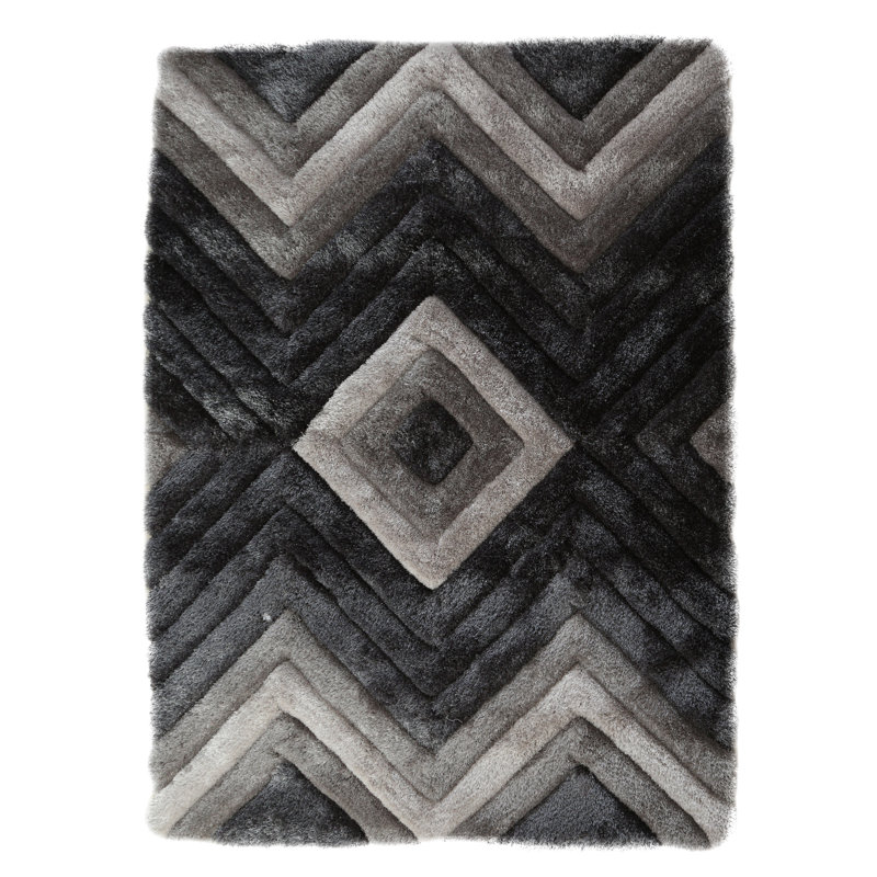 Tapis gris / blanc Corey-Leigh, Rectangle 5 pi x 7 pi
