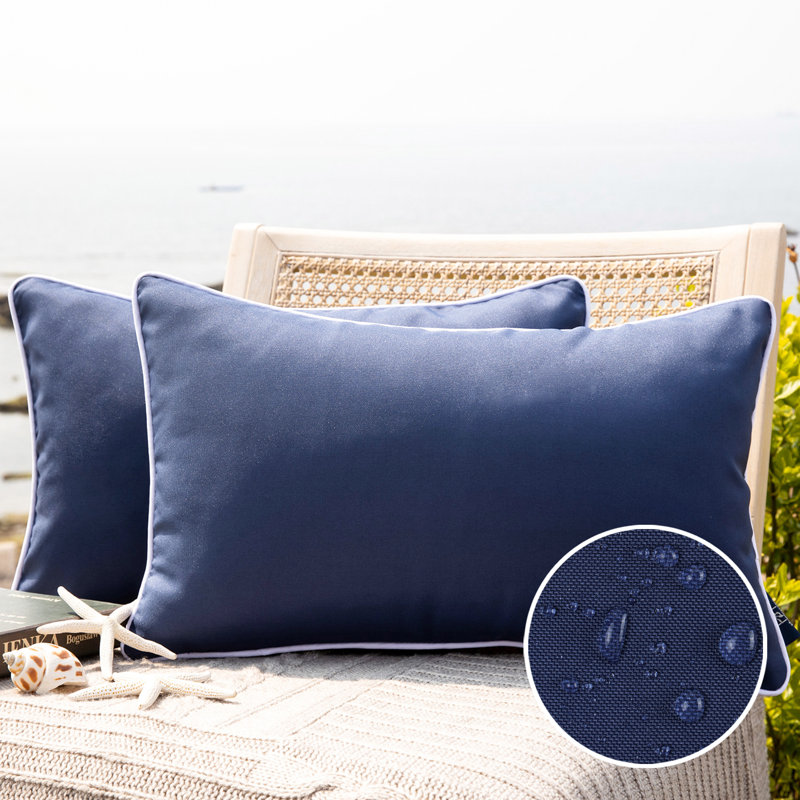 Housse de coussin d'extérieur Phantoscope, Rectangle H 12 po x l 20 po, Marine, Housse de coussin seulement - sans coussin